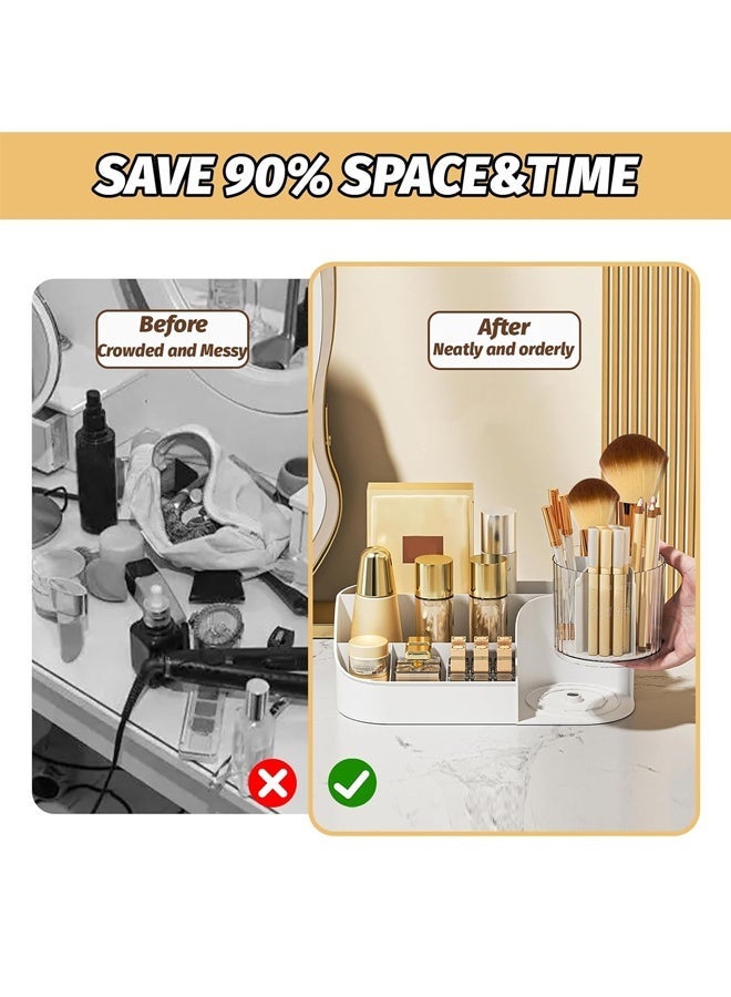 Rotating Makeup Organizer, Large Capacity Cosmetic Display Make Up Holder Shelf 360 Spinning,for Bathroom Vanity Perfume Skincare Brushes Lipsticks Eyeshadow - Image 4